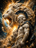 guerrier, lion, marbre