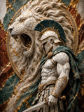 guerrier, lion, marbre