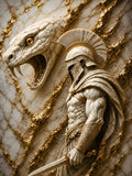 guerrier, serpent, marbre