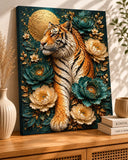 tigre, fleurs, contemporain