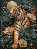 tigre, fleurs, contemporain