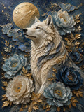 loup, fleurs, contemporain