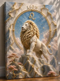 Tableau Signe Astrologique Lion Luxe Marbre Blanc et Or 30x40 cm