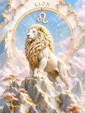 Tableau Signe Astrologique Lion Luxe Marbre Blanc et Or 30x40 cm