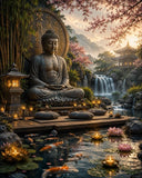 Tableau Bouddha Jardin Zen Japonais 30x40 cm sur Toile