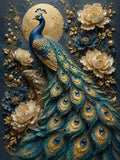 Tableau Paon Royal Bleu Luxe 30x40 cm sur Toile