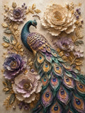 Tableau Paon Floral Luxe 30x40 cm sur Toile