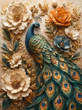 Tableau Paon Floral Élégant 30x40 cm sur Toile