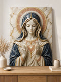 Toile / Tableau Vierge Marie Sacré Cœur Marbre Bleu & Or 30x40 cm