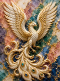Tableau Phénix Royal Blanc et Or Marbre Multicolore 30x40 cm