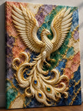Tableau Phénix Royal Blanc et Or Marbre Multicolore 30x40 cm