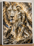 guerrier, lion, marbre