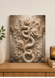 serpent, fleurs, baroque, marbre