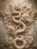 serpent, fleurs, baroque, marbre