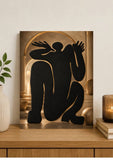 Toile Silhouette Éclipse Dorée Tableau décoratif 30 x 40 cm