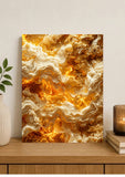 Toile Abstraction Or Liquide et Marbre Tableau décoratif 30 x 40 cm