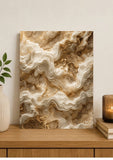 Toile Abstraction Minérale Ivoire et Or Tableau décoratif 30 x 40 cm